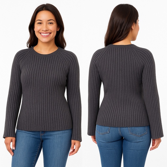Fever Sweaters - NWT Fever Bell Sleeve Ribbed Knit Sweater Gray Small